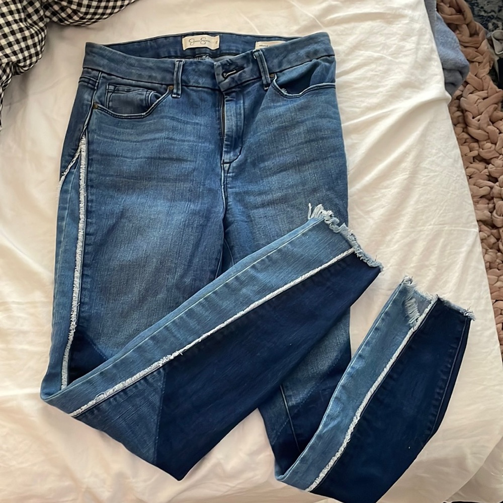 Jessica Simpson multicolor trendy fringe jeans